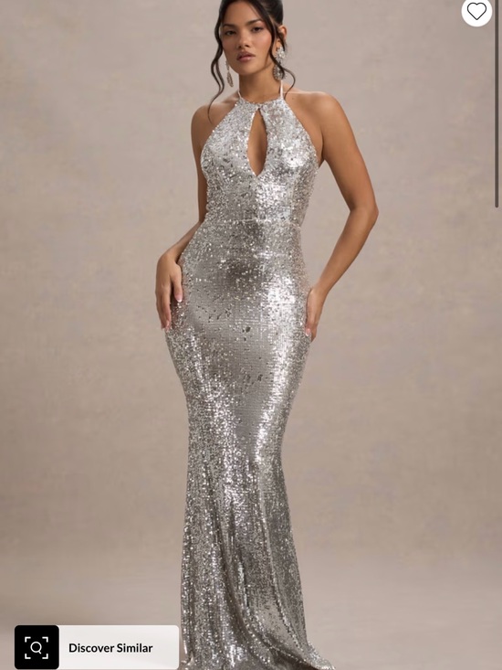Club L London Dresses & Skirts - Club L London Silver Sequin Halter Keyhole Gown